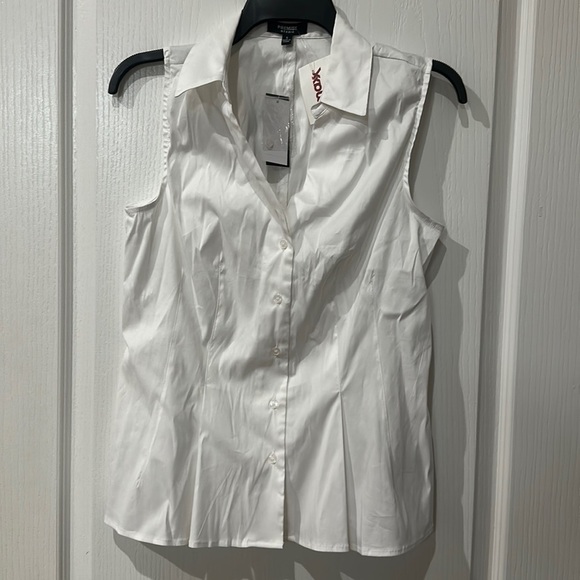 Premise studio size small white button down, sleeveless collared shirt NWT - Picture 1 of 5